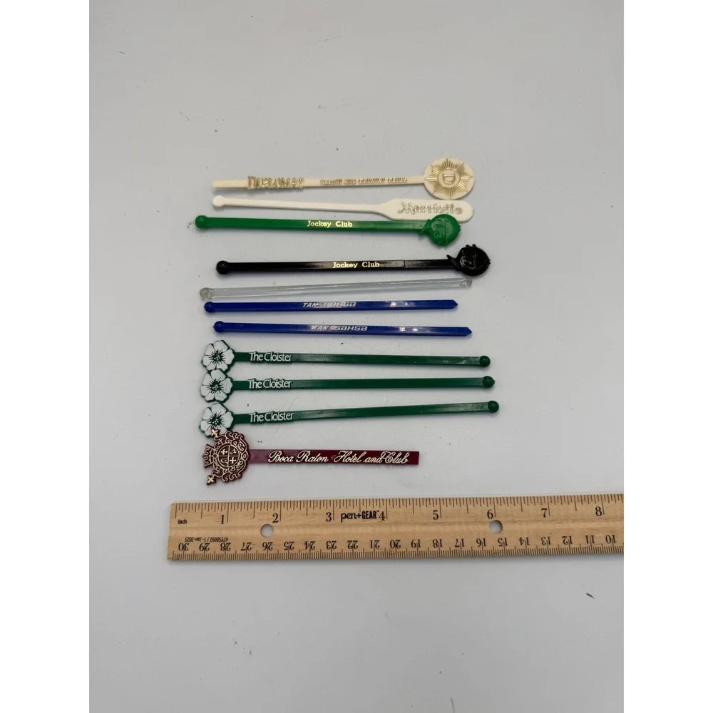 Vintage Hotel Swizzle Stick Lot The Cloister Boca Raton Jockey Club 11pc